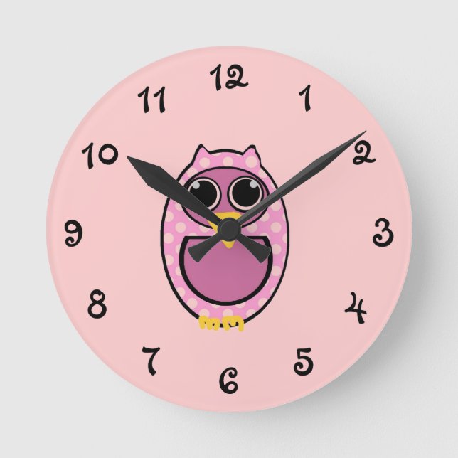 RELÓGIO REDONDO PINK BOLINHAS OWL (Frente)