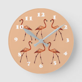 Relógio Redondo Pink Flamingos Wall Clock