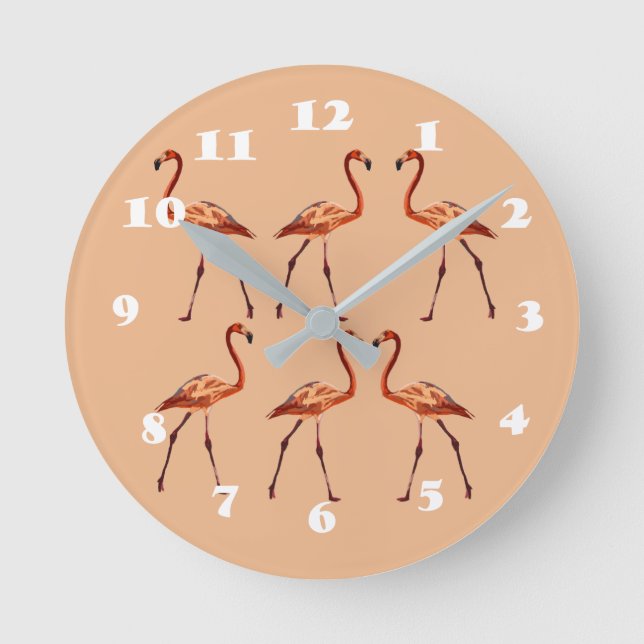 Relógio Redondo Pink Flamingos Wall Clock (Frente)