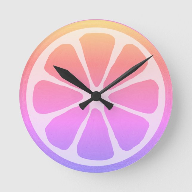 Relógio Redondo Pink Lemonade Summer  Fun Round Clock (Frente)