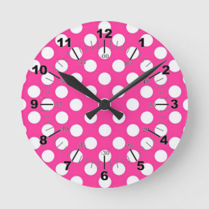 Relógio Redondo Pink Polka Dot