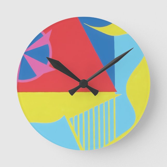 Relógio Redondo Pink Windmill Whimsy Modern Round Clock (Frente)