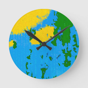 Relógio Redondo Pintor Azul Céu Verde Amarelo