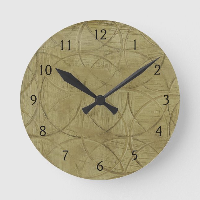 Relógio Redondo Pintura de Círculos Vinculados por Jennifer Goldbe (Frente)