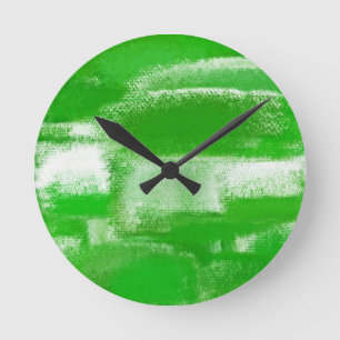 Relógio Redondo Pintura em Abstrato branco verde