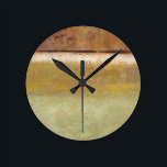 Relógio Redondo Pintura moderna na Terra por Norman Wyatt<br><div class="desc">Tonalidades de terra saudáveis permeiam esta pintura moderna de Norman Wyatt. As cores da peça se misturavam maravilhosamente, e ficavam excelentes em qualquer sala de sua casa. Também seria um presente incrível!</div>
