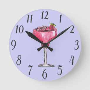 Relógio Redondo Pintura vermelha da aguarela do daiquiri de