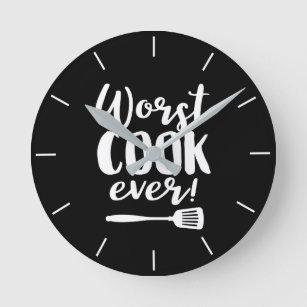 Relógio Redondo Pior Cozinheiro Cozinha Citada Chef Engraçada Cozi