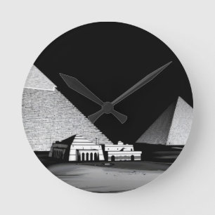 Relógio Redondo Pirâmides Preto e Branco