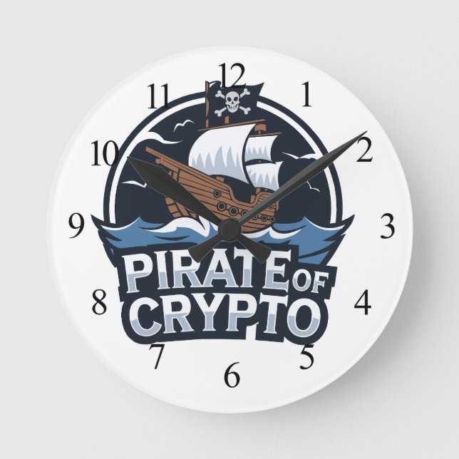 Relógio Redondo Pirata de Cripto (Frente)