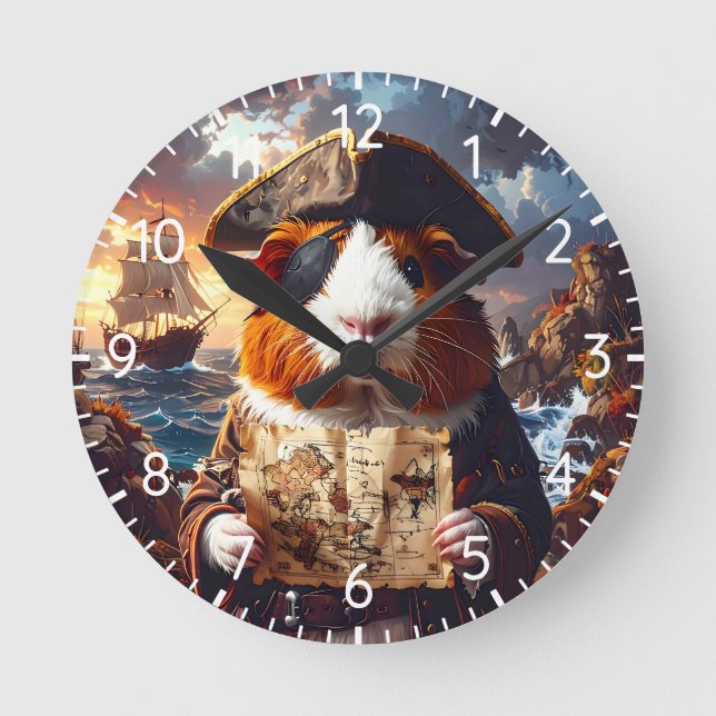 Relógio Redondo Pirate Guiné Pig (Frente)