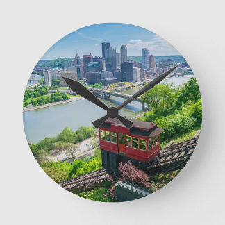 Relógio Redondo Pittsburgh Pensilvânia Steel City Skyline Incline