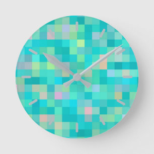 Relógio Redondo Pixel Art Multicolor Patterno