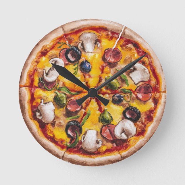 Relógio Redondo Pizza de Forma Redonda (Frente)
