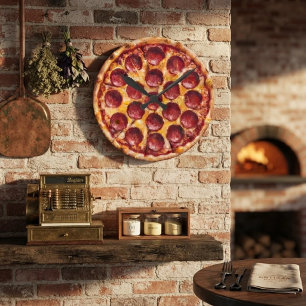 Relógio Redondo Pizza de Pepperoni