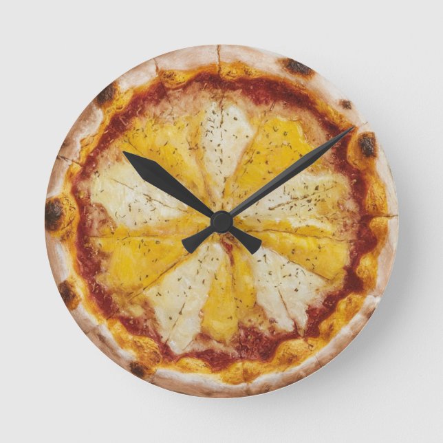 Relógio Redondo Pizza de queijo (Frente)