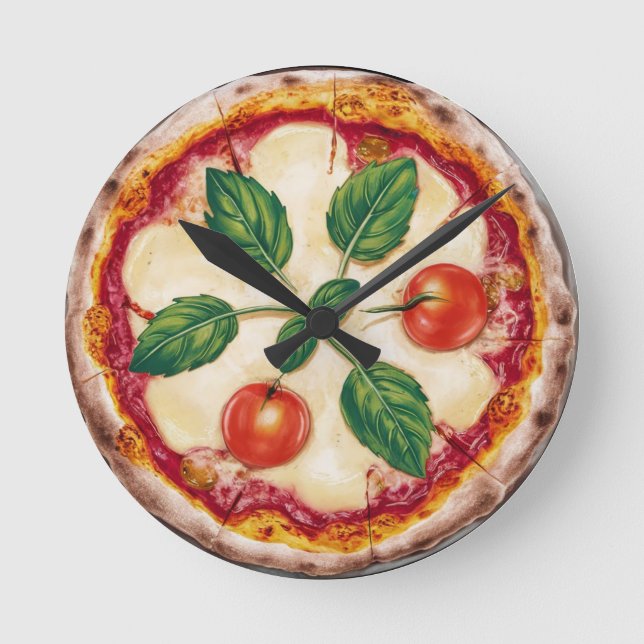 Relógio Redondo Pizza Margherita (Frente)