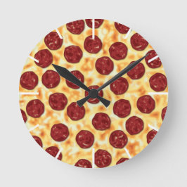 Relógio Redondo Pizza Peperoni para Pizza Lovers Muro Clock