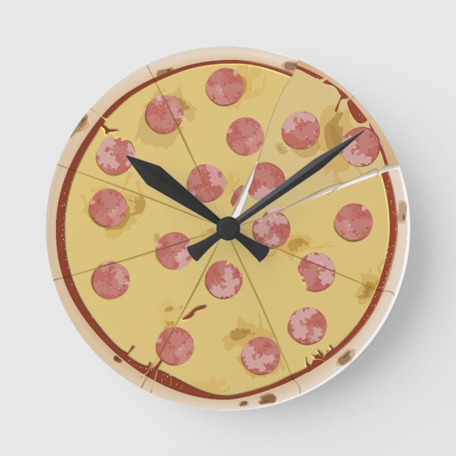 Relógio Redondo PIZZA - TRAVAMENTO DE PAREDE engraçado (Frente)