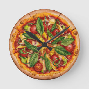 Relógio Redondo Pizza Vegetariana