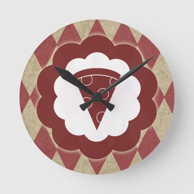 Relógio Redondo pizza vintage (Frente)