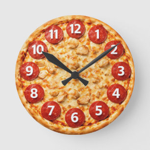 Relógio Redondo Pizzaria Italiana Cozinha de Pizza ou Restaurante 