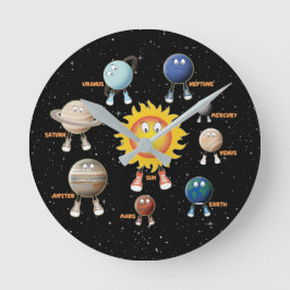 Relógio Redondo Planetas e Sistema Solar