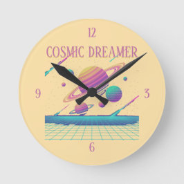 Relógio Redondo Planetas Retro Vaporwave Synthwave