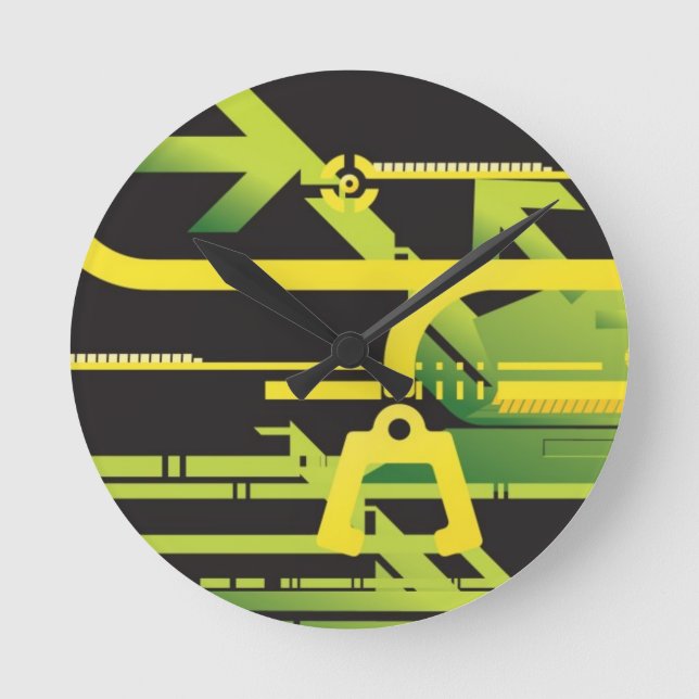 Relógio Redondo Plano de fundo de meio tom técnico 4 (Frente)