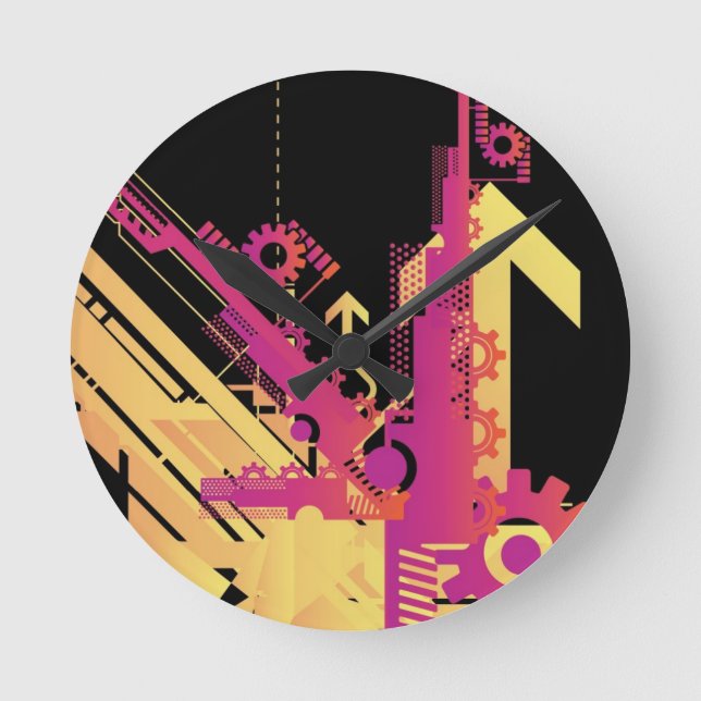 Relógio Redondo Plano de fundo de meio tom técnico 7 (Frente)