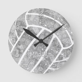 Relógio Redondo plenas de flores de vôlei cinza