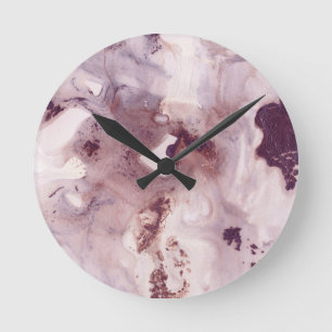 Relógio Redondo Plum Blush Ink Marble Glam #1 #wall #decor #art