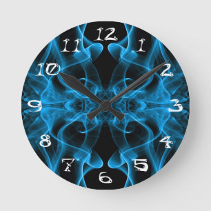 Relógio Redondo Plumas de Blue Smoke em preto com números