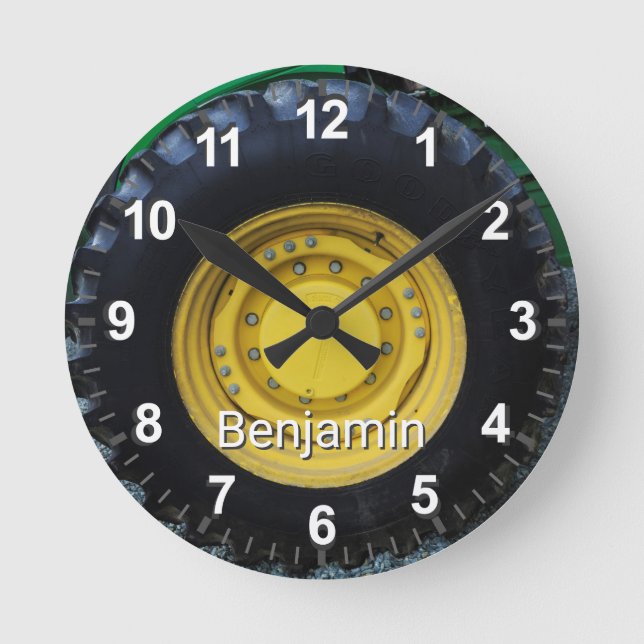 Relógio Redondo Pneu do Trator de Fazenda Antigo (Frente)