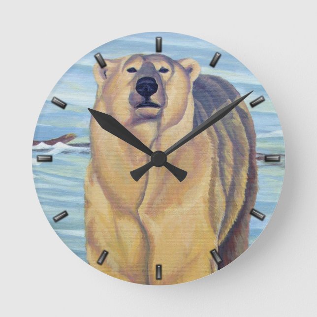 Relógio Redondo Polar Bear Clock Bear Wall Clocks Bear Decar (Frente)