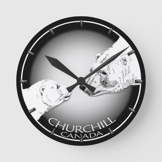 Relógio Redondo Polar Bear Clock Churchill Canadá Bear Wall Clock (Frente)