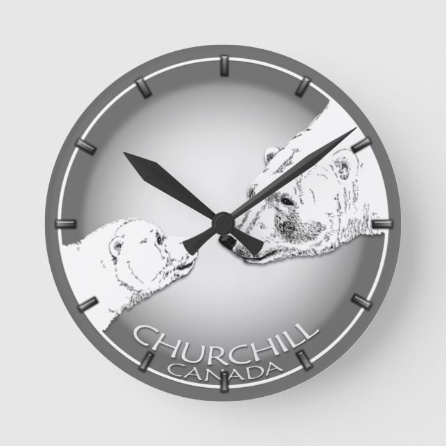 Relógio Redondo Polar Bear Clock Churchill Canadá Bear Wall Clock (Frente)
