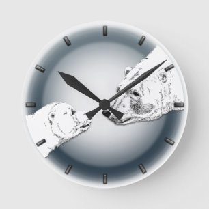 Relógio Redondo Polar Bear Clock Mother & Cub Bear Art Wall Clock