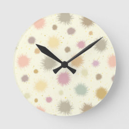 Relógio Redondo Pólen do Partido Pastel - padrão uniforme.