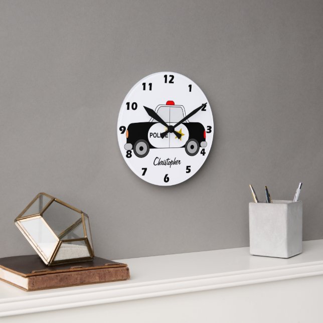 Relógio Redondo Police Car Design Personalised (Escritório)