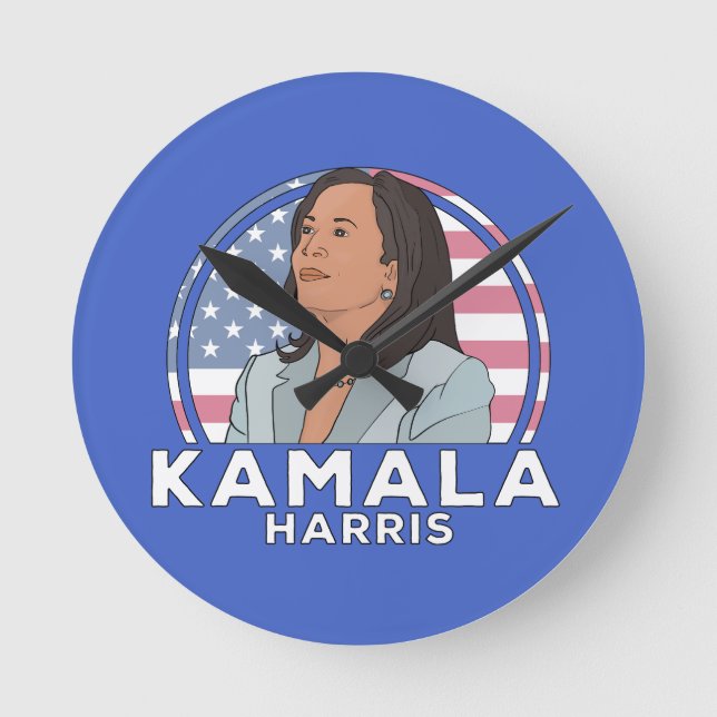 Relógio Redondo Política Kamala Harris (Frente)