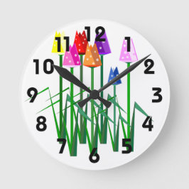Relógio Redondo Polka Dot Tulips Clock