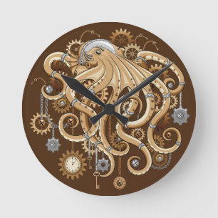 Relógio Redondo Polvo Steampunk Retro Fantasia Mecânica