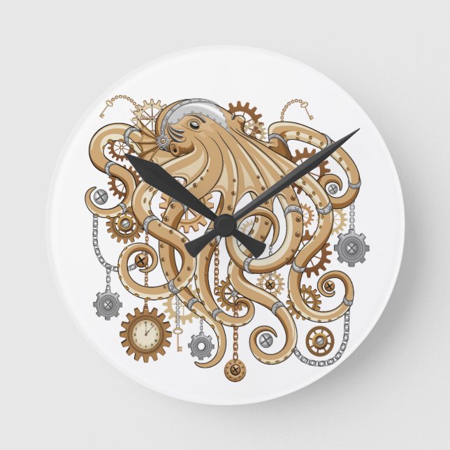 Relógio Redondo Polvo Steampunk Retro Fantasia Mecânica (Frente)