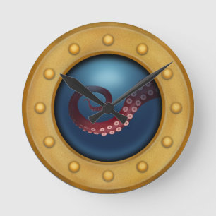 Relógio Redondo Polvo Submarino Porthole Deep Sea