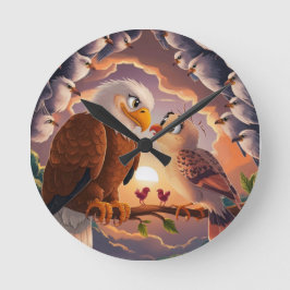 Relógio Redondo Pombo Romântico - Doce Pássaros do Amor Decorre pa