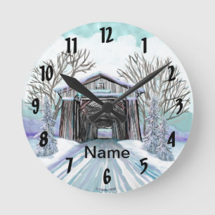 Relógio Redondo Ponte coberta de inverno