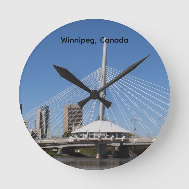 Relógio Redondo Ponte Provencher de Winnipeg (Frente)