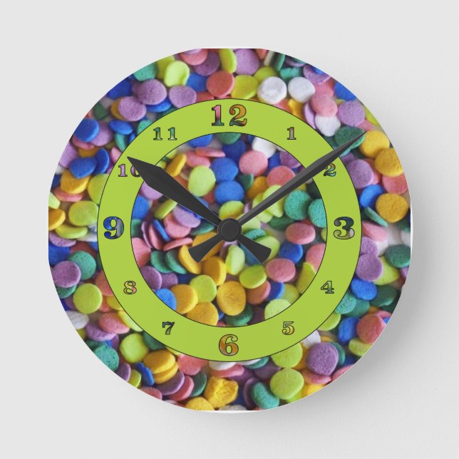 Relógio Redondo Pontos de Páscoa de Pastel Numerados (Frente)