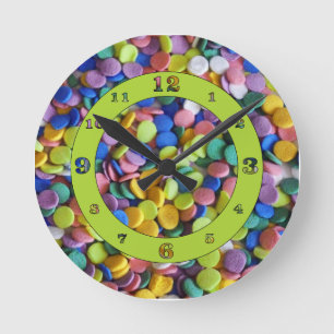 Relógio Redondo Pontos de Páscoa de Pastel Numerados